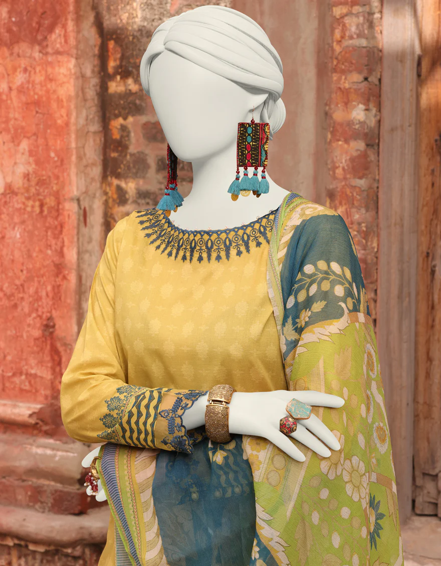 YELLOW LAWN 3PC UNSTITCHED | JLAWN-S-24-168 DHANAK-2 - Image 3