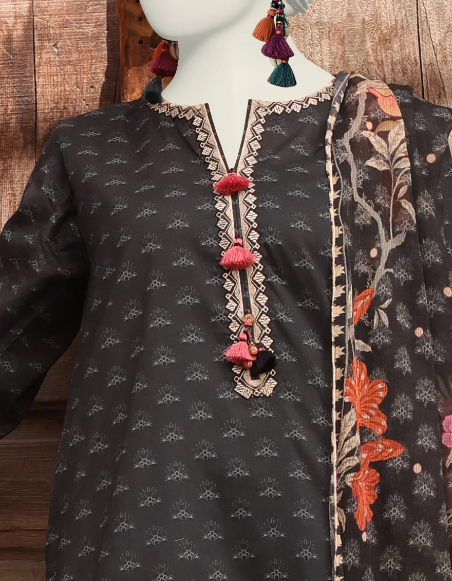 BLACK LAWN 3PC UNSTITCHED | JLAWN-S-24-169 DHANAK-3 - Image 3