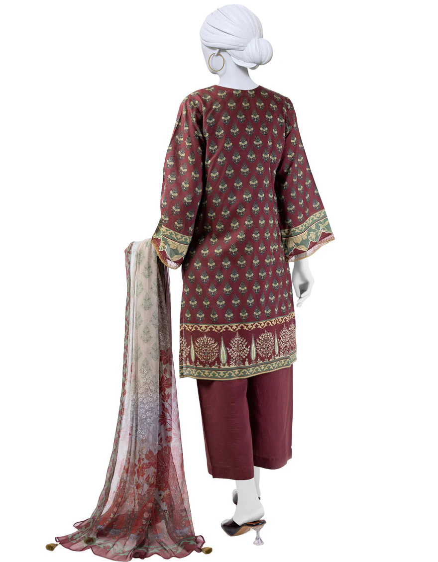 BROWN LAWN 3PC STITCHED | JLAWN-S-24-170/S DHANAK-4 - Image 2