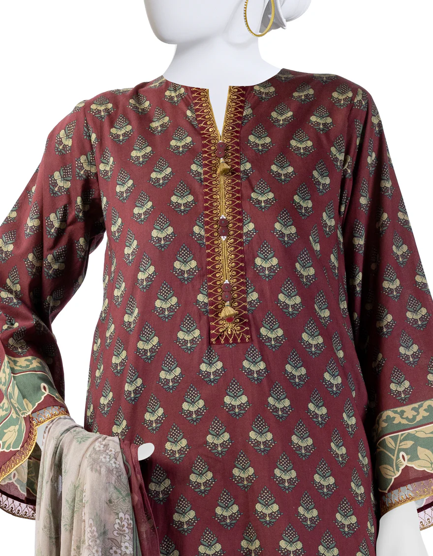 BROWN LAWN 3PC STITCHED | JLAWN-S-24-170/S DHANAK-4 - Image 3
