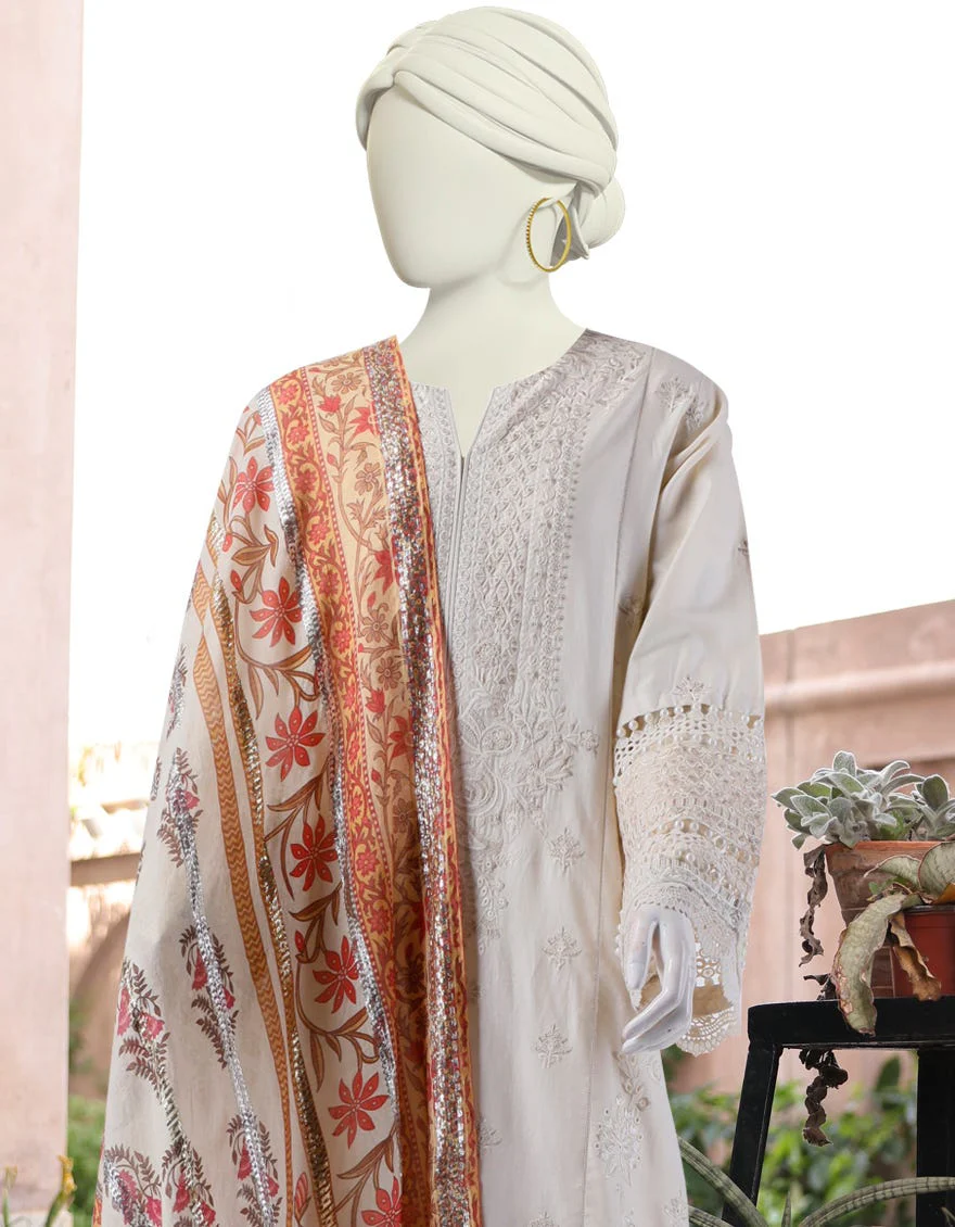 BROWN CAMBRIC 3PC UNSTITCHED | JLAWN-S-24-171 LUXE-01 - Image 2