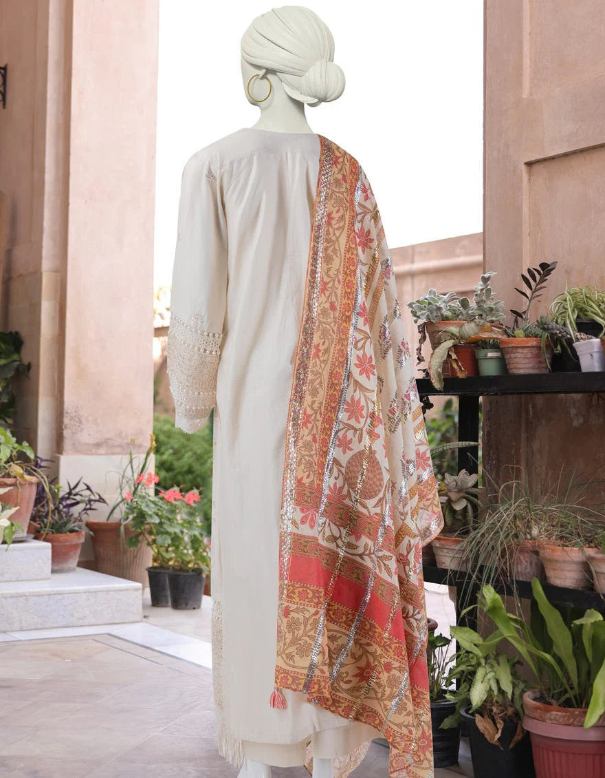BROWN CAMBRIC 3PC UNSTITCHED | JLAWN-S-24-171 LUXE-01 - Image 3