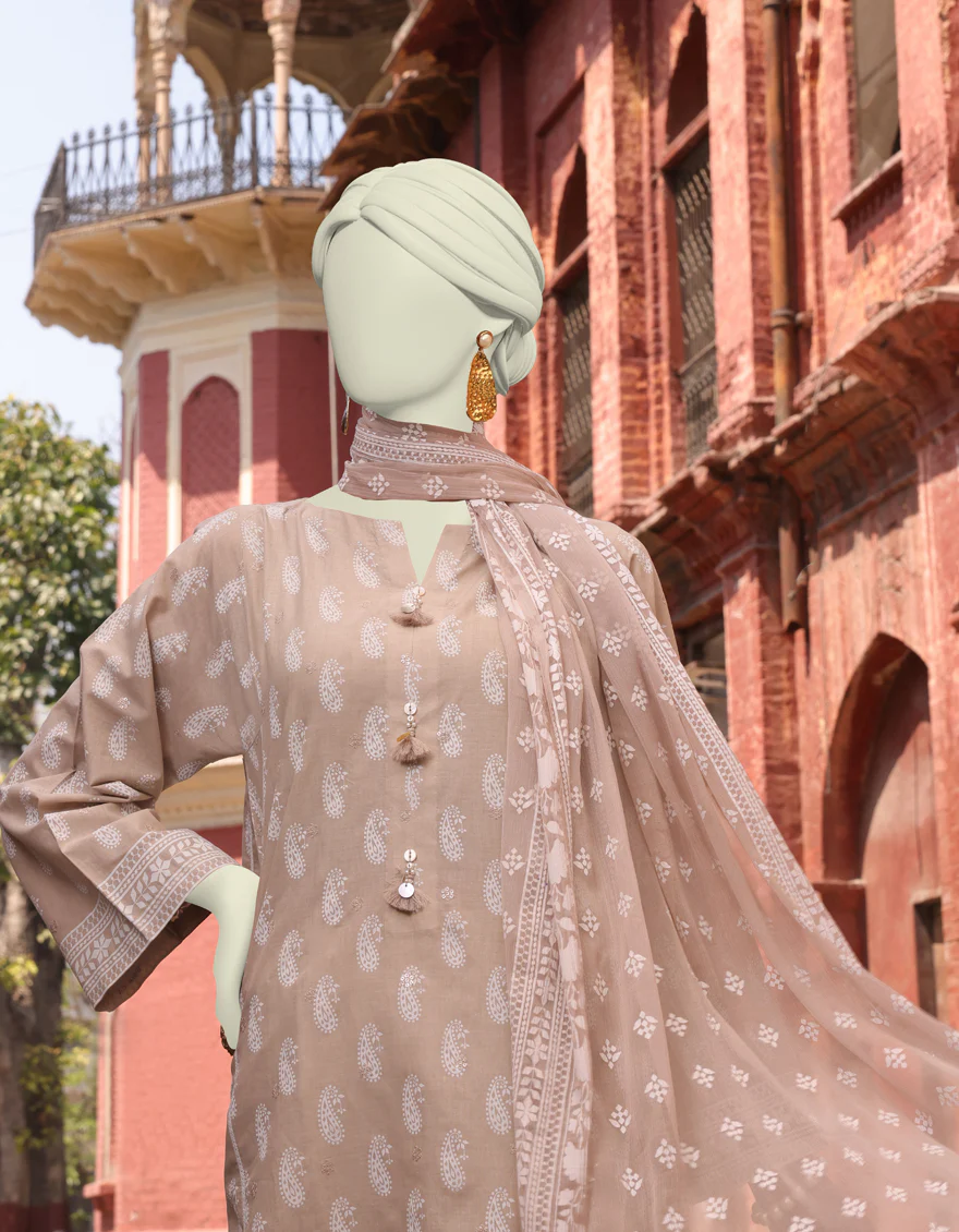BROWN LAWN 3PC UNSTITCHED | JLAWN-S-24-178 WIRSA-04 - Image 2