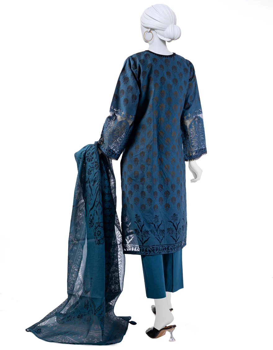 BLUE COTTON 3PC STITCHED | JLAWN-S-24-179/S BURNOUT-1 - Image 2
