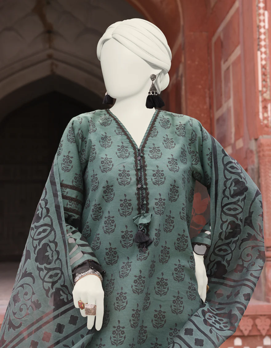GREEN LAWN 3PC UNSTITCHED | JLAWN-S-24-180 BURNOUT-02 - Image 3