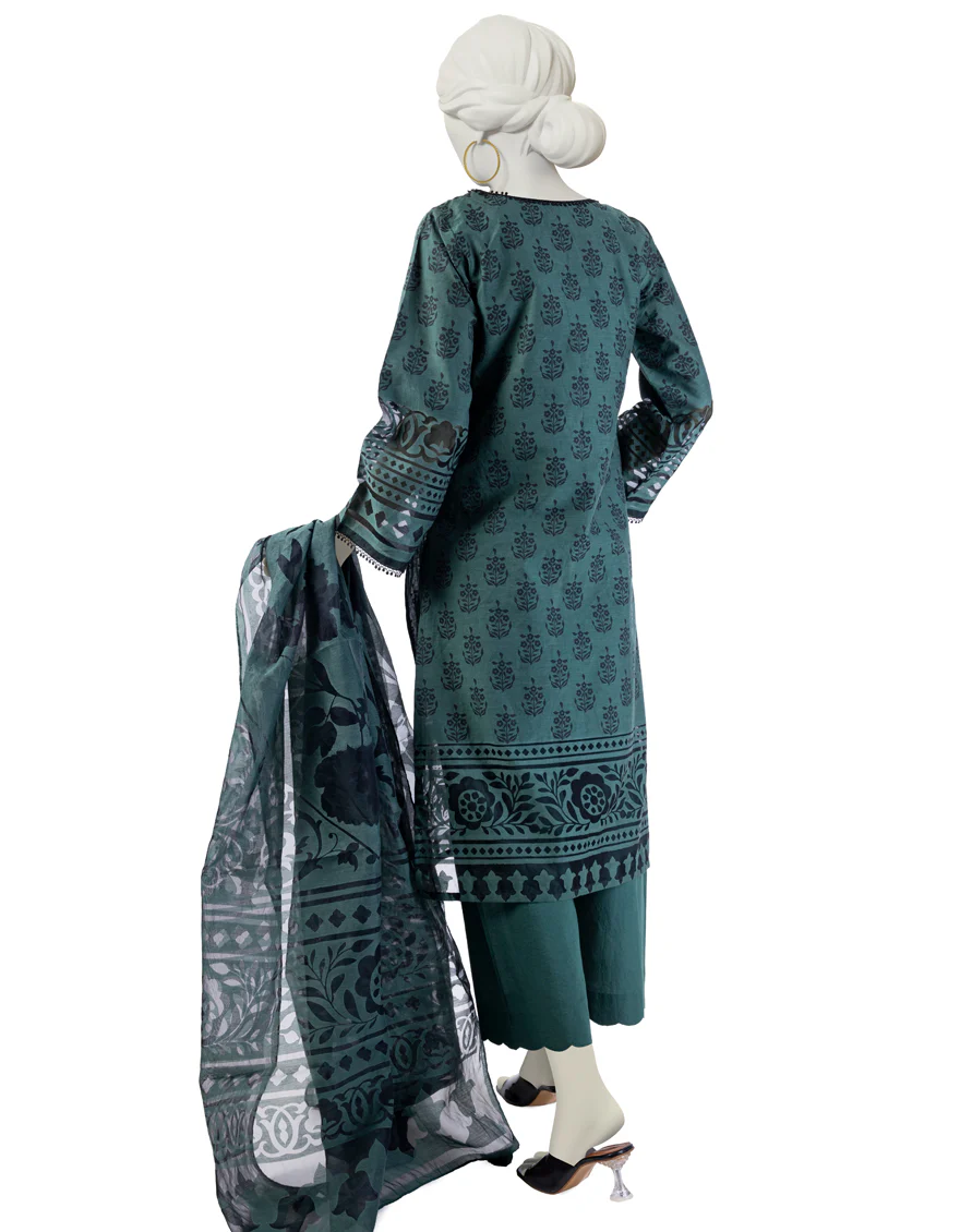 GREEN COTTON 3PC STITCHED | JLAWN-S-24-180/S BURNOUT-2 - Image 2