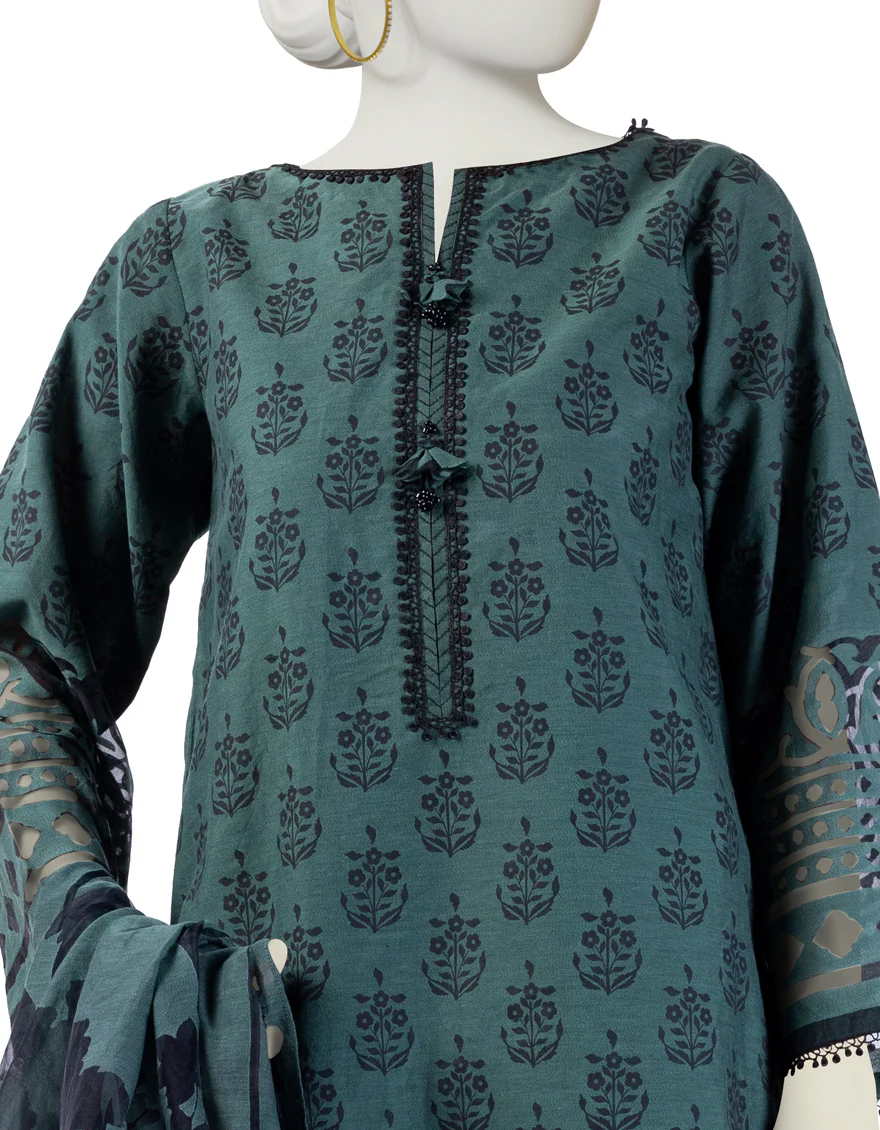 GREEN COTTON 3PC STITCHED | JLAWN-S-24-180/S BURNOUT-2 - Image 3