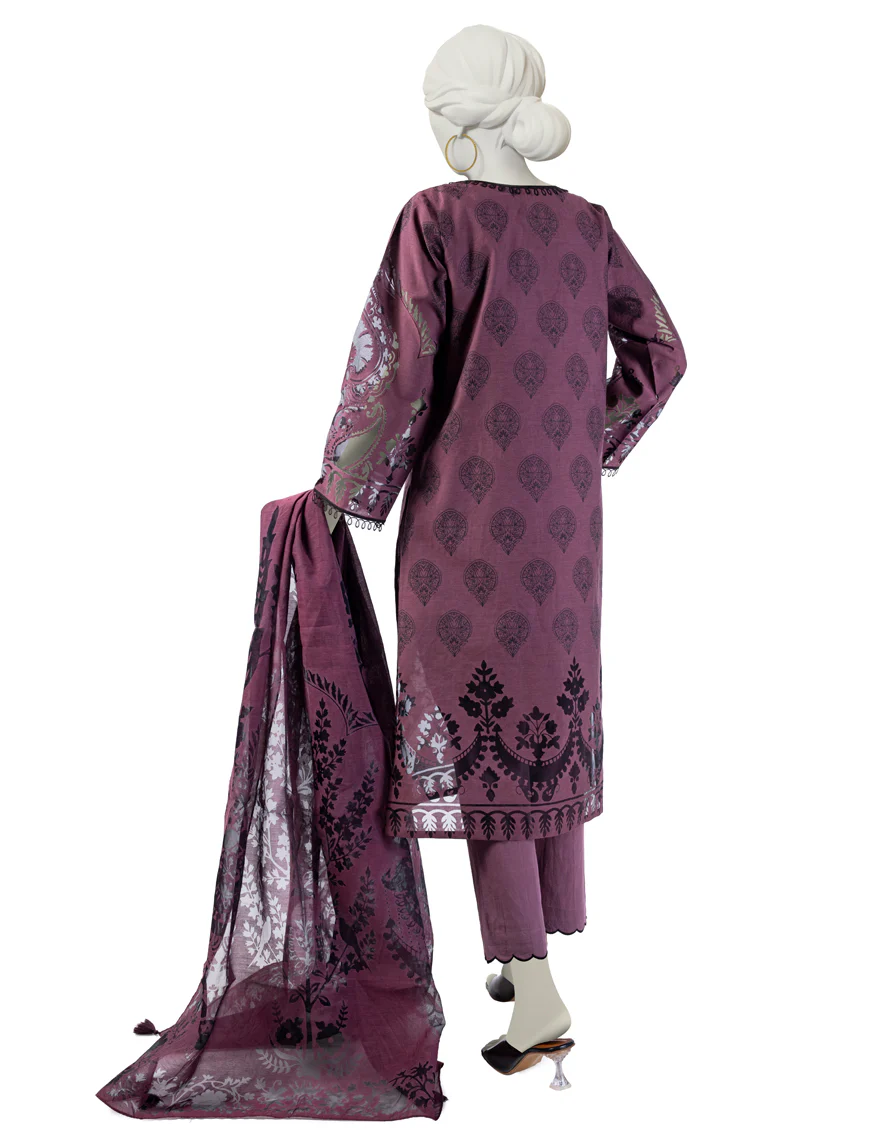 PURPLE COTTON 3PC STITCHED | JLAWN-S-24-182/S BURNOUT-4 - Image 2