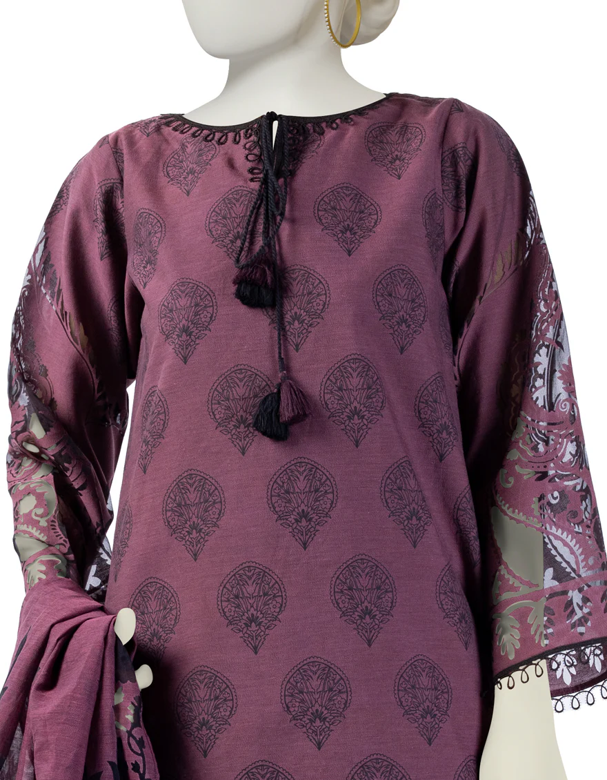 PURPLE COTTON 3PC STITCHED | JLAWN-S-24-182/S BURNOUT-4 - Image 3