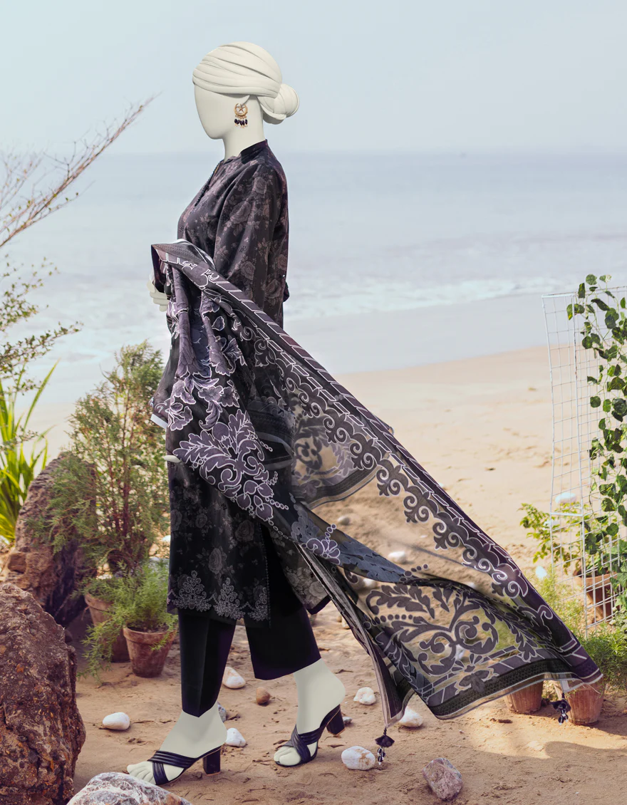 BLACK LAWN 3PC UNSTITCHED | JLAWN-S-24-204 SUBTLETY-2 - Image 2