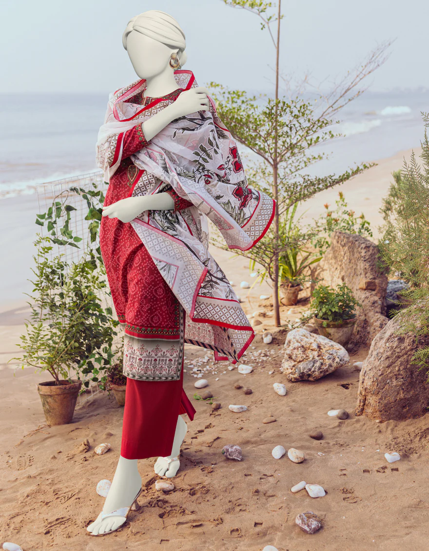 RED LAWN 3PC UNSTITCHED | JLAWN-S-24-208 SUBTL - Image 2