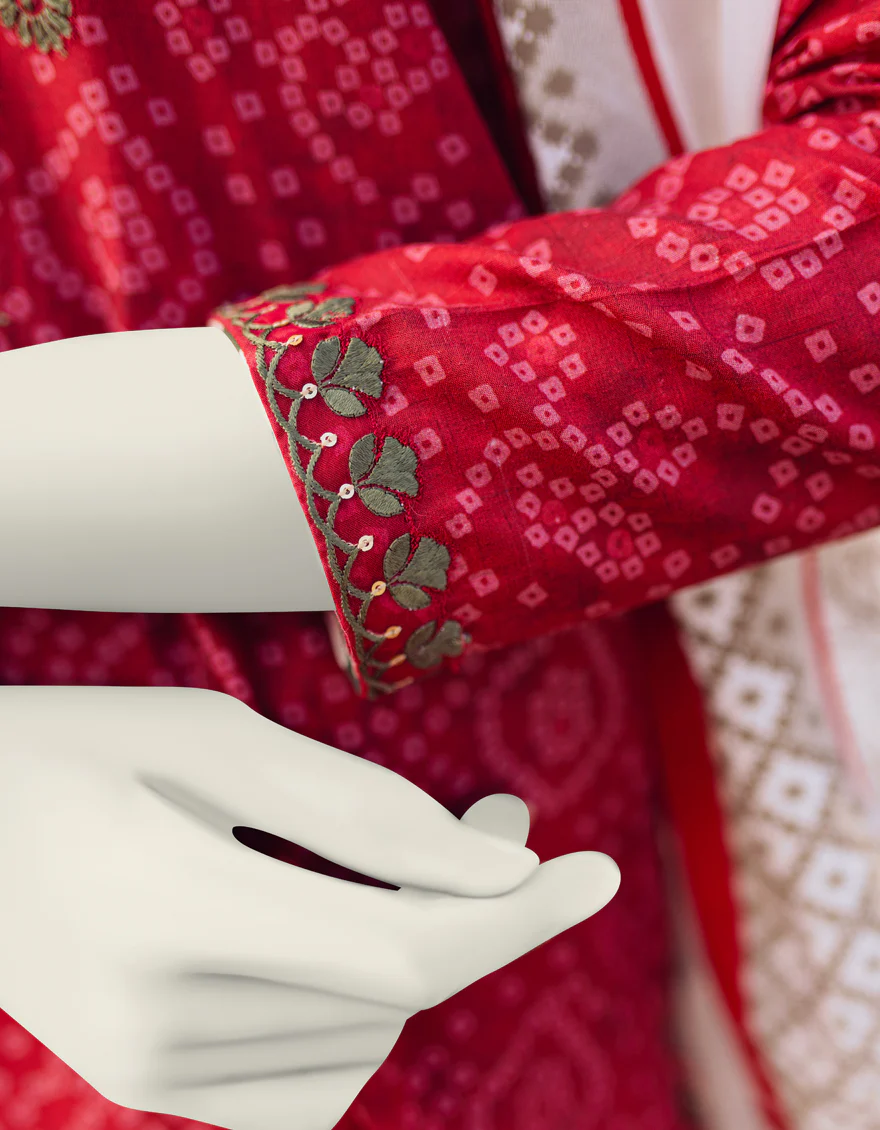 RED LAWN 3PC UNSTITCHED | JLAWN-S-24-208 SUBTL - Image 3