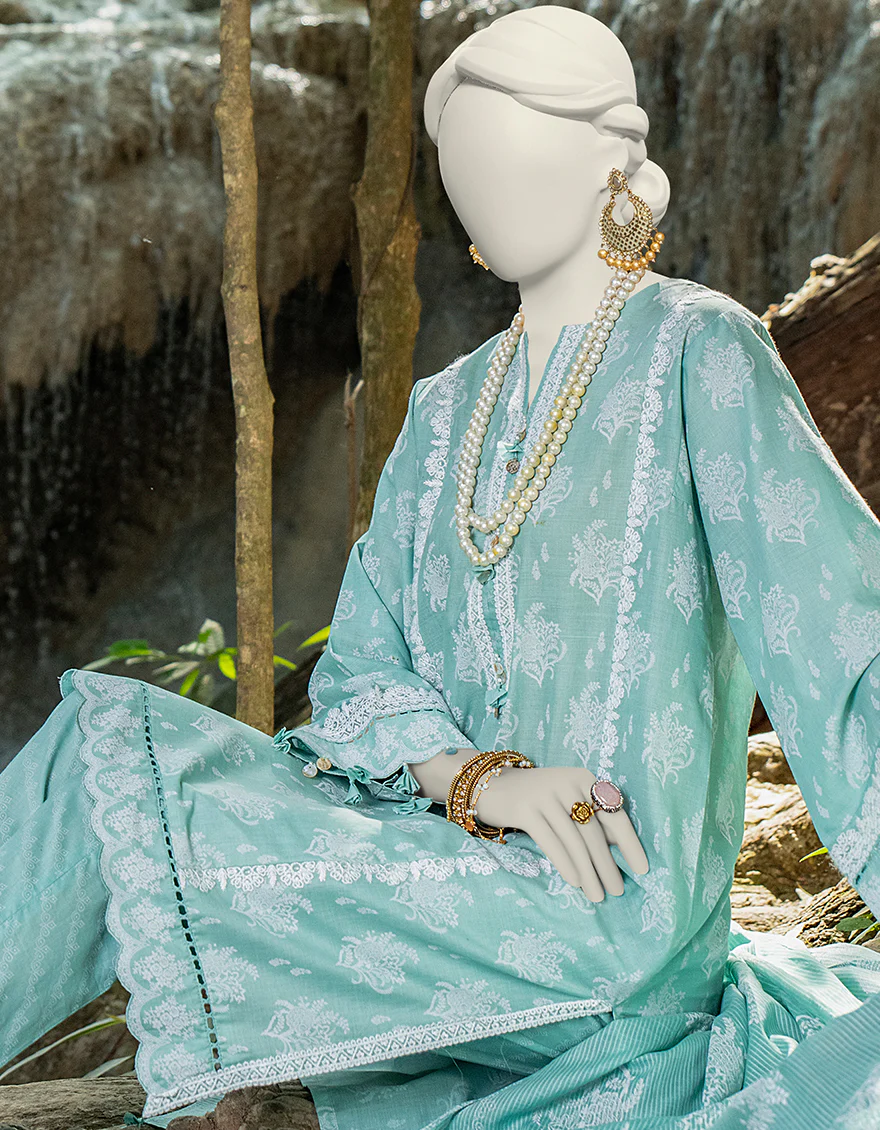 TEAL GREEN LAWN 3PC UNSTITCHED | JLAWN-S-24-230 ENCHANTAE-04 - Image 2