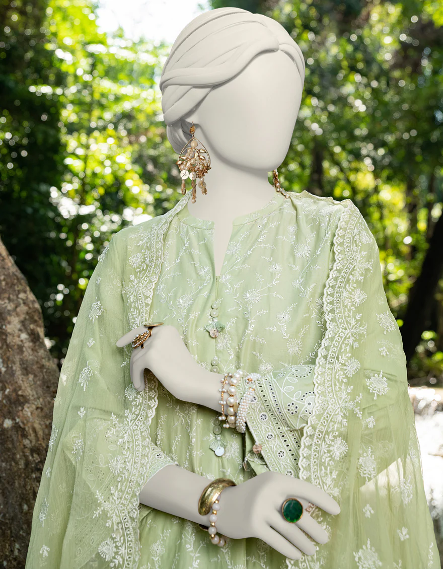 GREEN CAMBRIC 3PC UNSTITCHED | JLAWN-S-24-246 SERENITY-4 - Image 2