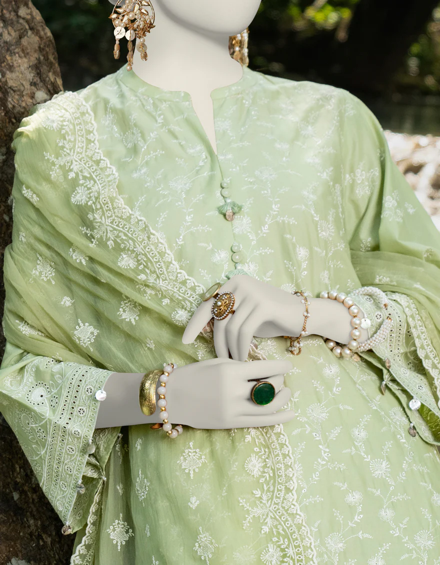 GREEN CAMBRIC 3PC UNSTITCHED | JLAWN-S-24-246 SERENITY-4 - Image 3