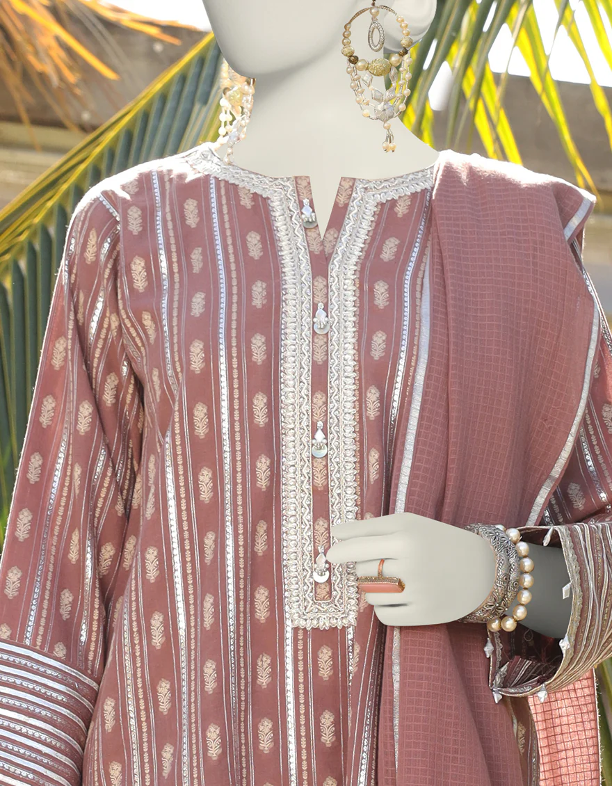 RED JACQUARD 3PC UNSTITCHED | JLAWN-S-24-249 SYMPH - Image 3