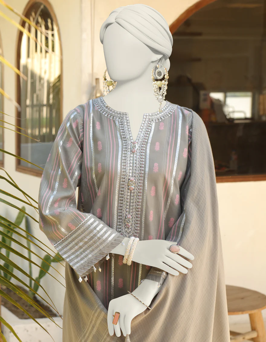 GREY JACQUARD 3PC UNSTITCHED | JLAWN-S-24-250 SYMPH - Image 2