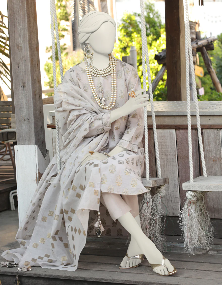 GREY JACQUARD 3PC UNSTITCHED | JLAWN-S-24-255 OPAL-05 - Image 3