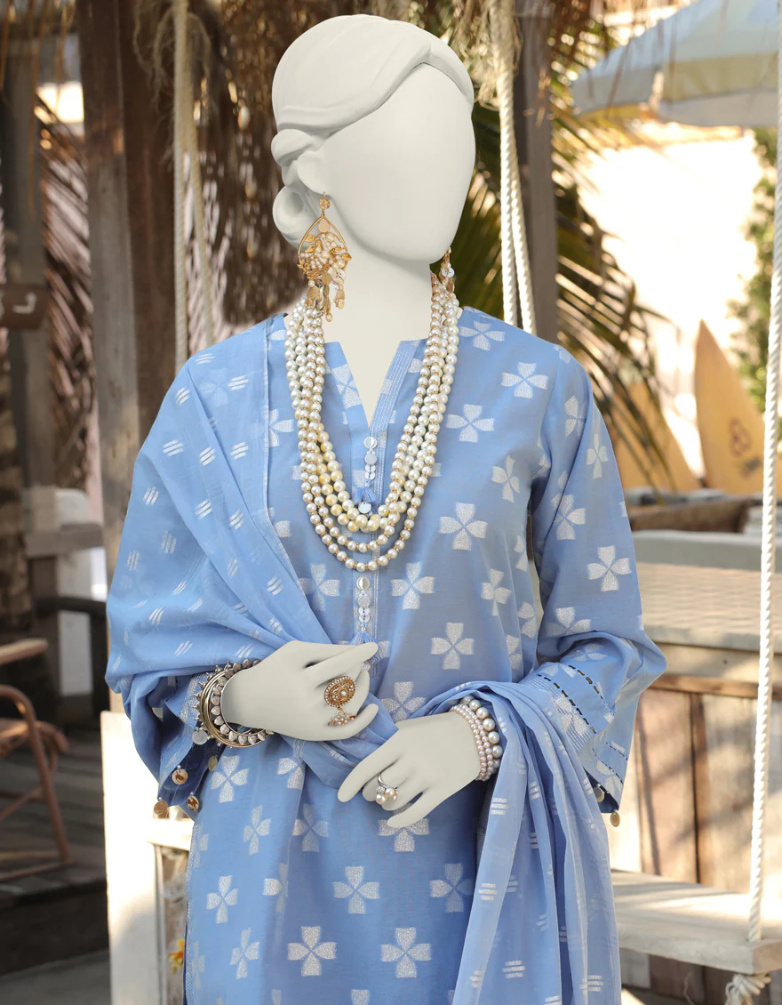 COOL BLUE JACQUARD 3PC UNSTITCHED | JLAWN-S-24-257 OPAL-07 - Image 3