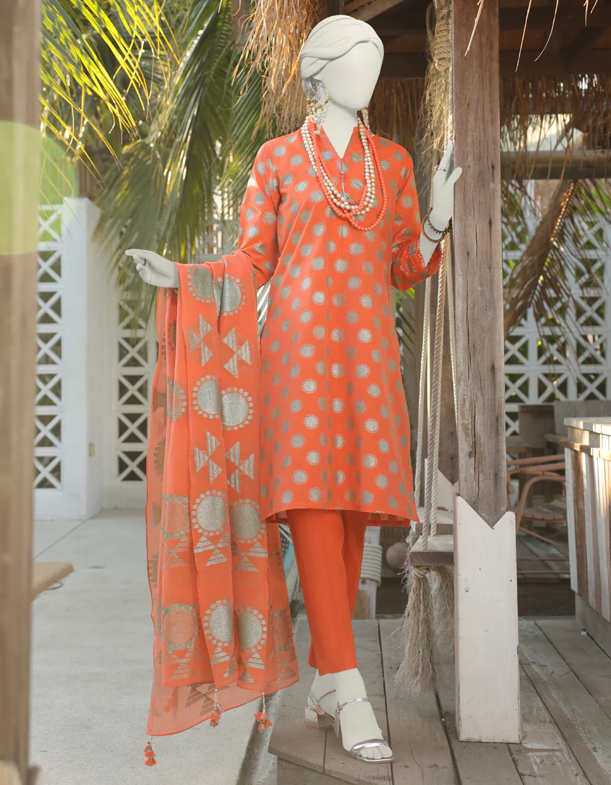 PINK JACQUARD 3PC UNSTITCHED | JLAWN-S-24-258 OPAL-08