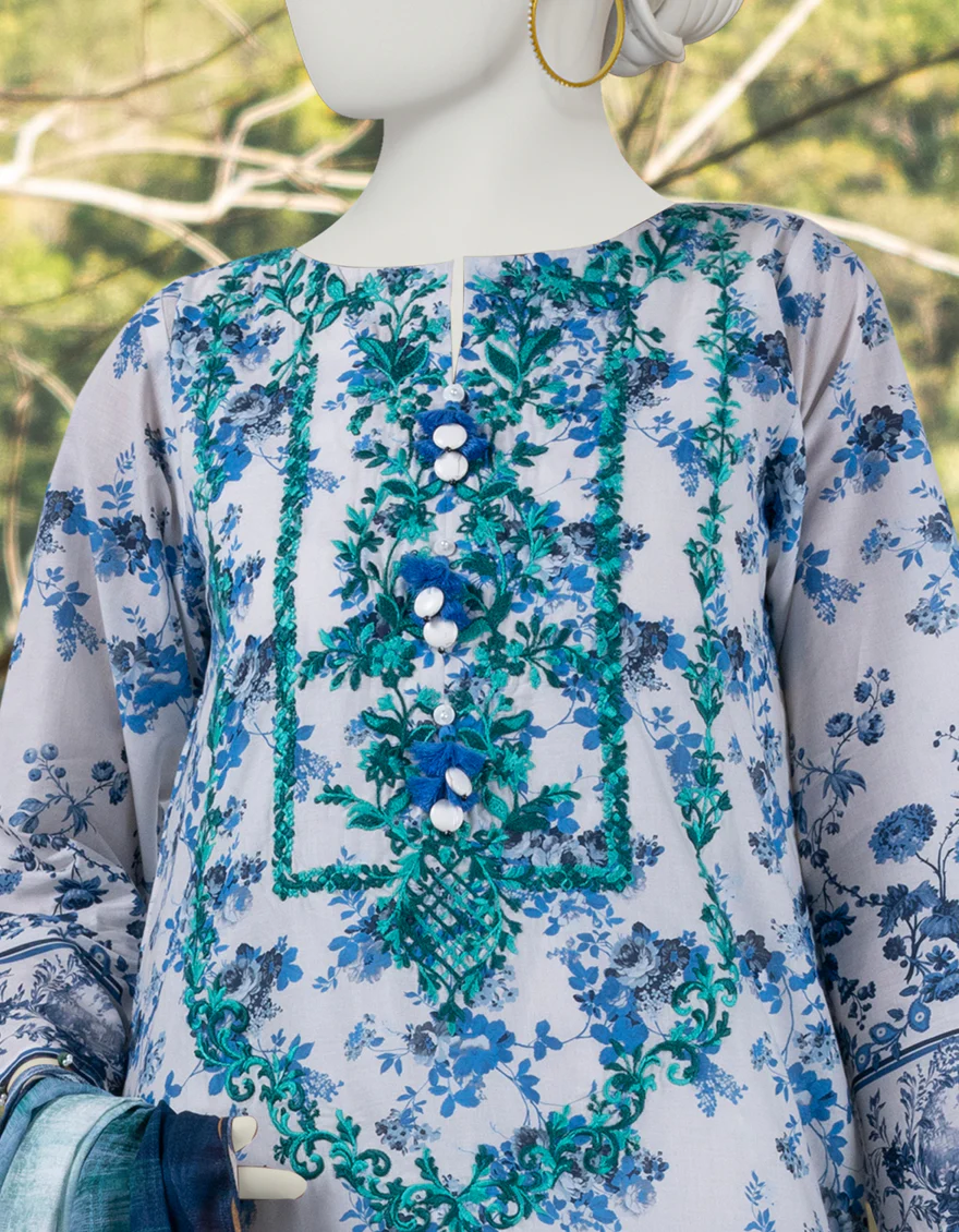 BLUE LAWN 3PC UNSTITCHED | JLAWN-S-24-267 CULTU - Image 2