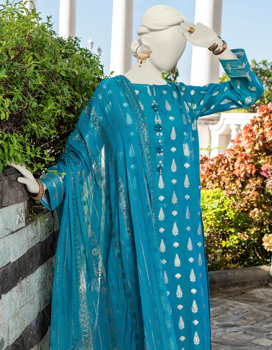 GREEN JACQUARD 3PC UNSTITCHED | JLAWN-S-24-273 HEAVE - Image 2