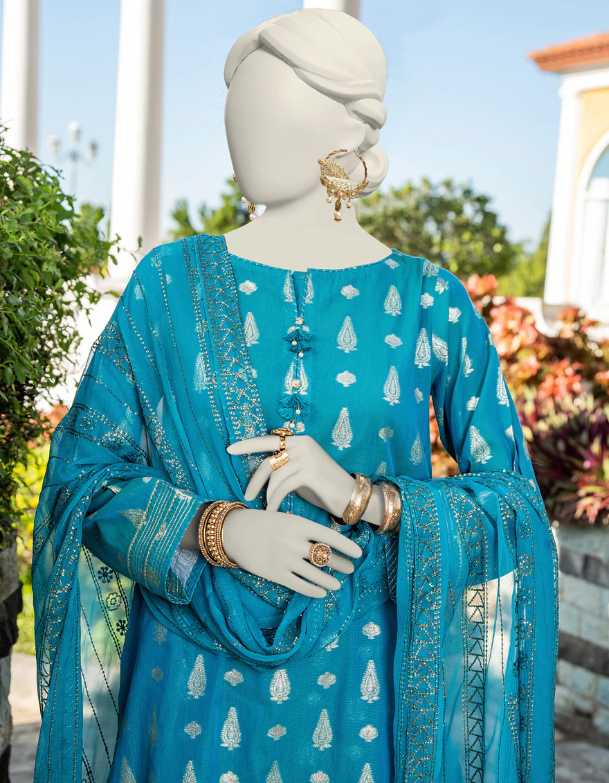 GREEN JACQUARD 3PC UNSTITCHED | JLAWN-S-24-273 HEAVE - Image 3