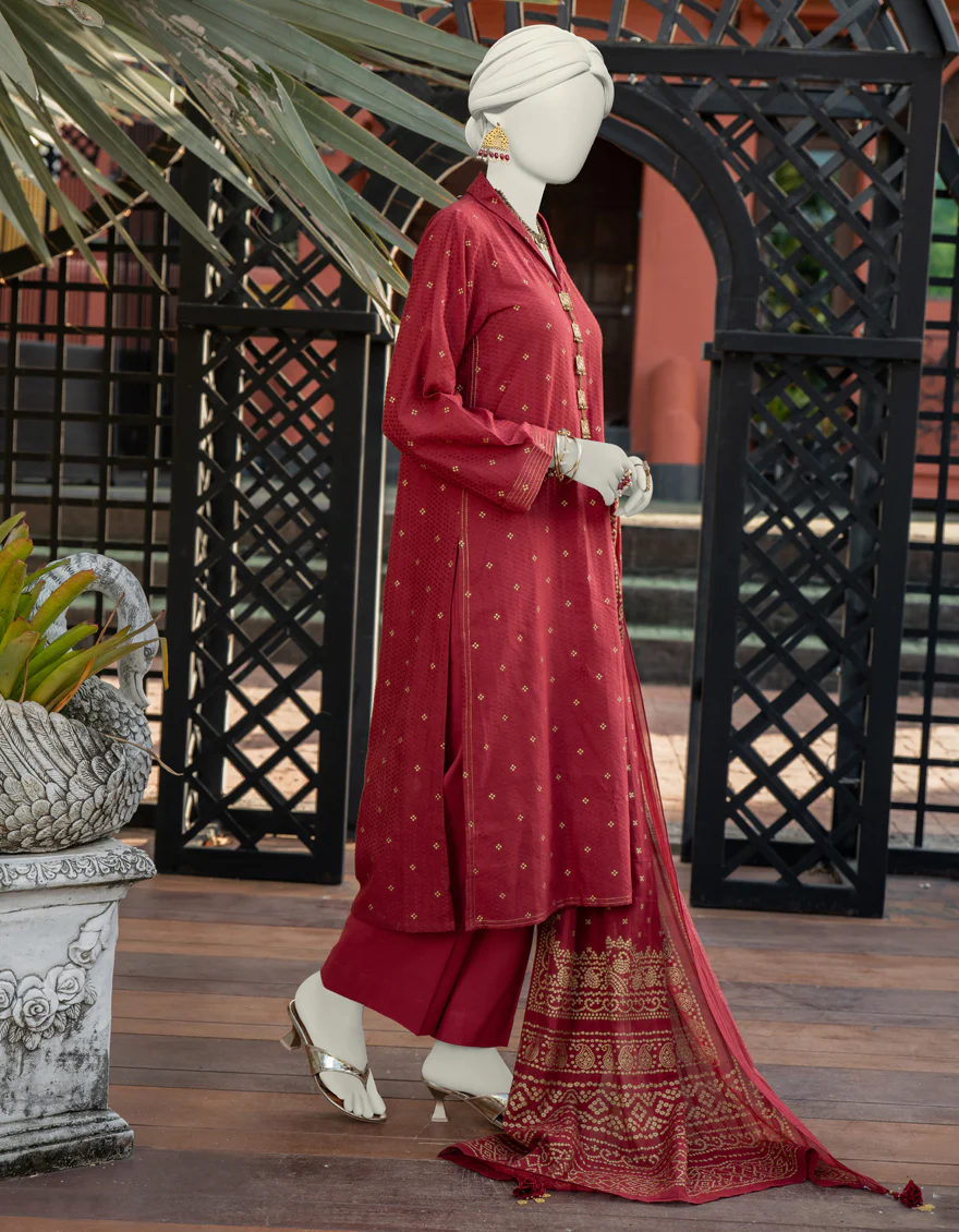 RED JACQUARD 3PC UNSTITCHED | JLAWN-S-24-275 ROYAL - Image 2