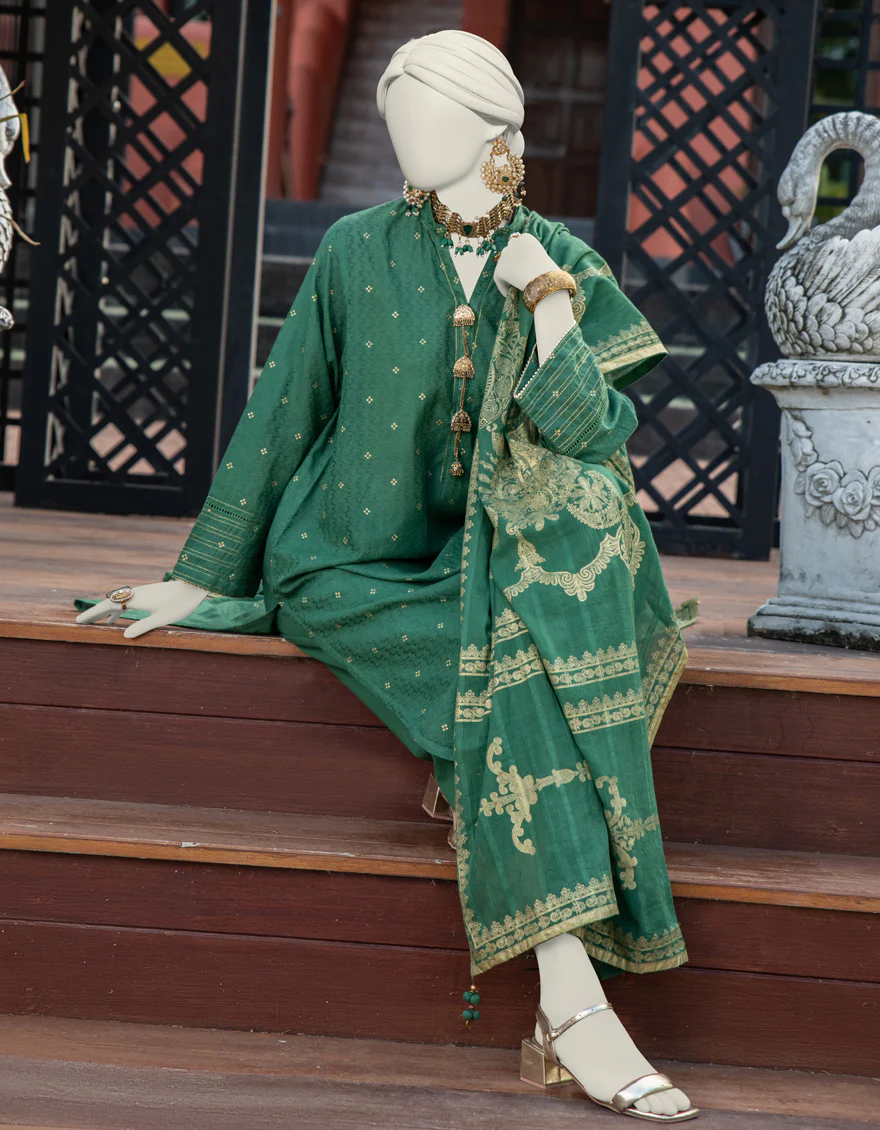 GREEN JACQUARD 3PC UNSTITCHED | JLAWN-S-24-277 ROYAL - Image 2