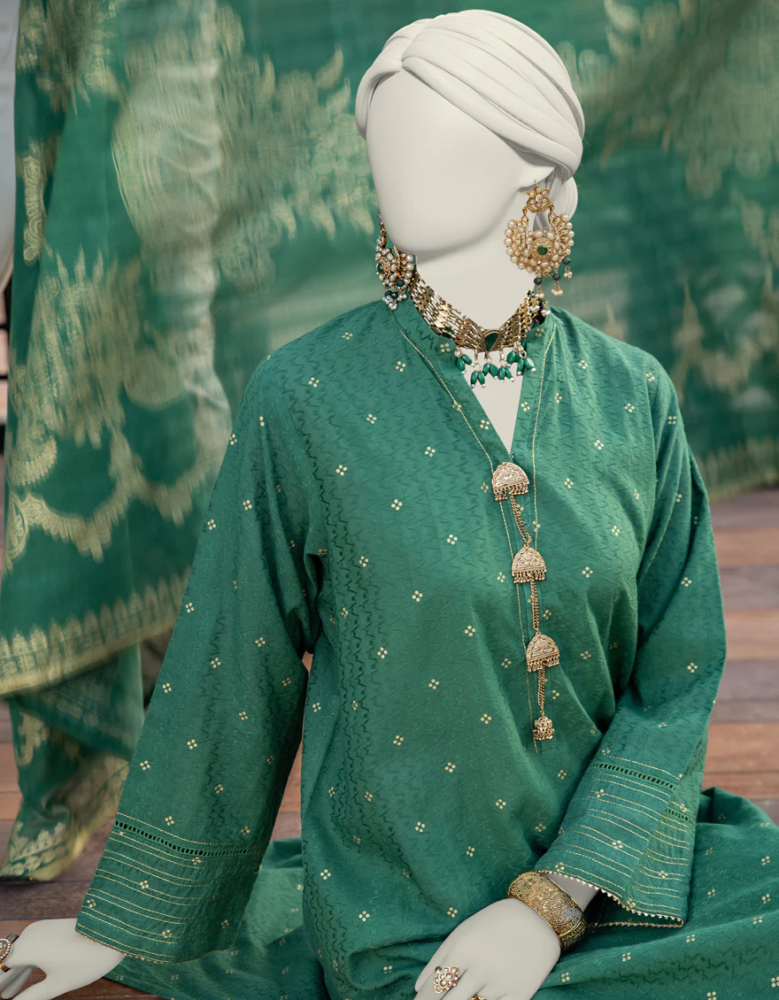GREEN JACQUARD 3PC UNSTITCHED | JLAWN-S-24-277 ROYAL - Image 3