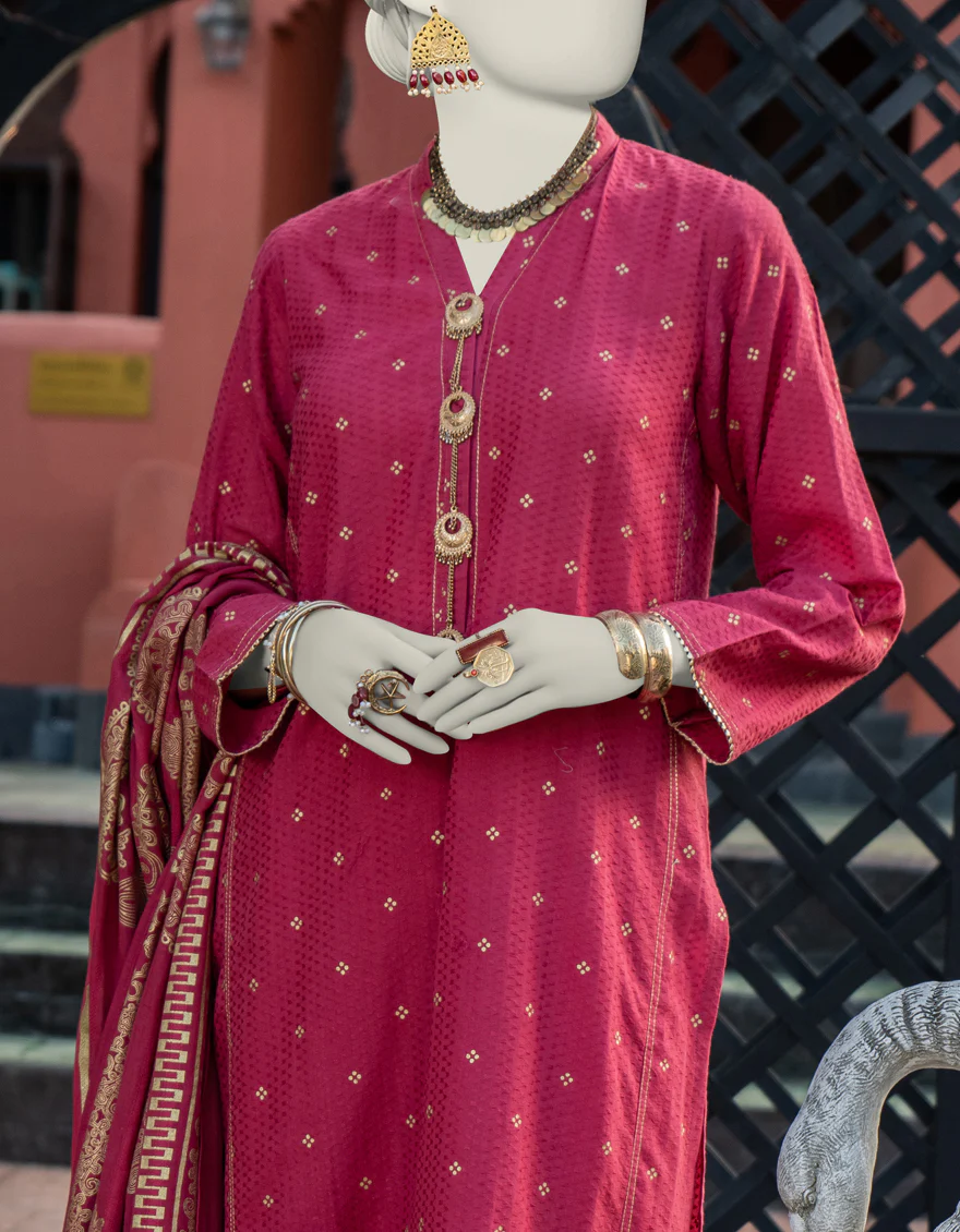 RED JACQUARD 3PC UNSTITCHED | JLAWN-S-24-278 ROYAL - Image 2