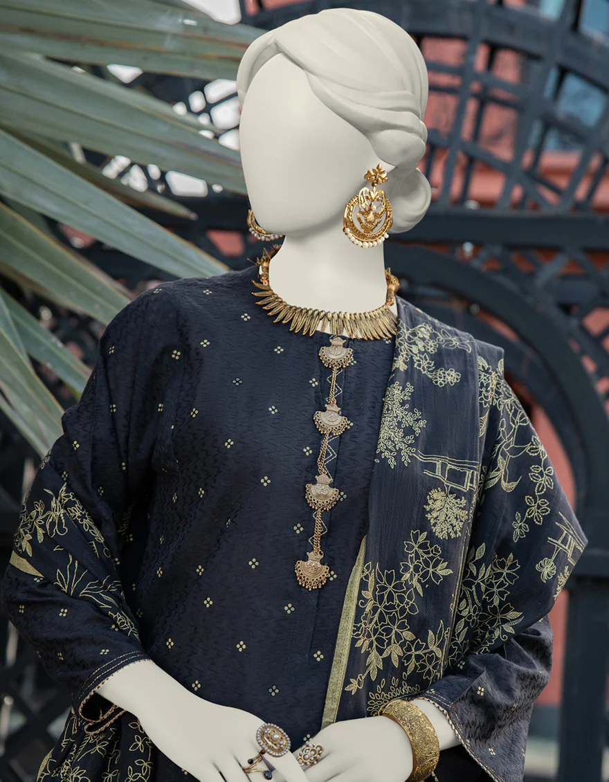BLACK JACQUARD 3PC UNSTITCHED | JLAWN-S-24-280 ROYAL - Image 3