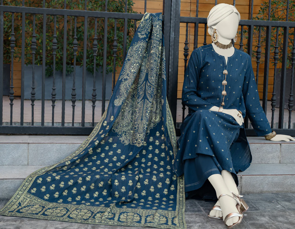 BLUE JACQUARD 3PC UNSTITCHED | JLAWN-S-24-281 ROYAL - Image 3
