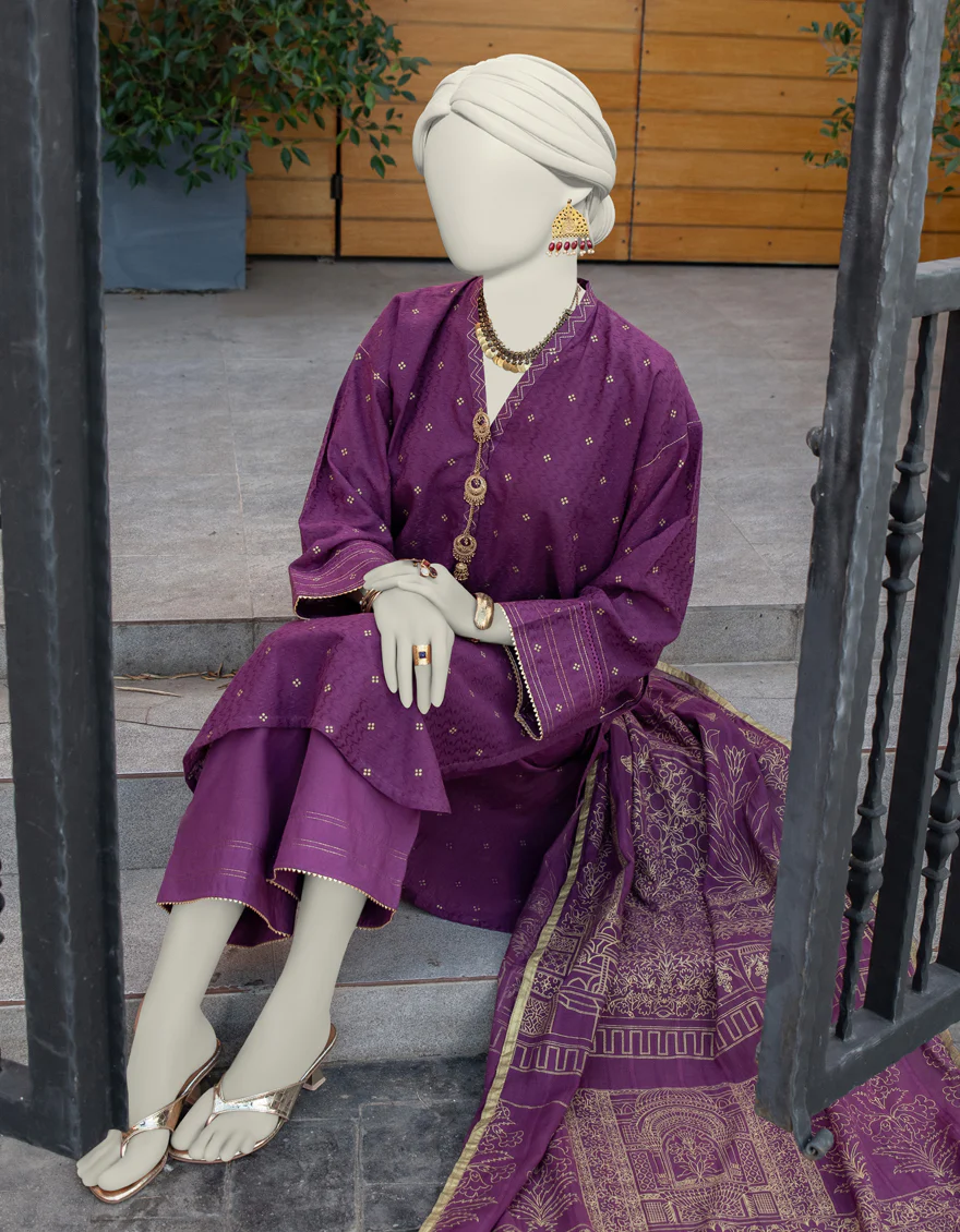 PURPLE JACQUARD 3PC UNSTITCHED | JLAWN-S-24-282 ROYAL - Image 2
