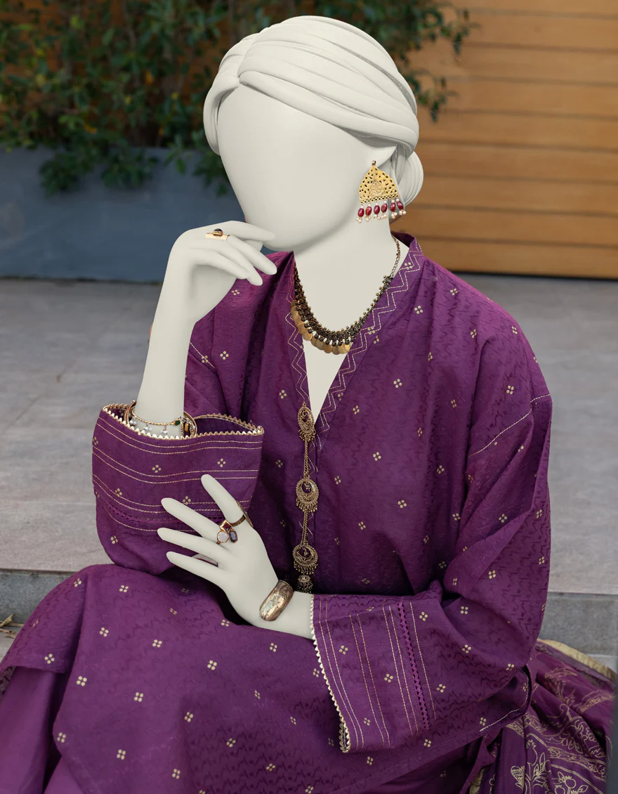 PURPLE JACQUARD 3PC UNSTITCHED | JLAWN-S-24-282 ROYAL - Image 3