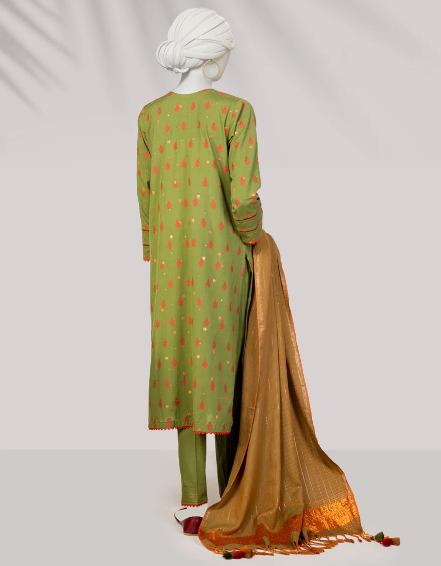 GREEN JACQUARD 3PC UNSTITCHED | JLAWN-S-24-293 ZAMUR - Image 2