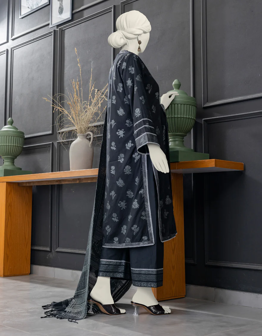 BLACK JACQUARD 3PC UNSTITCHED | JLAWN-S-24-306 KIRAN - Image 2