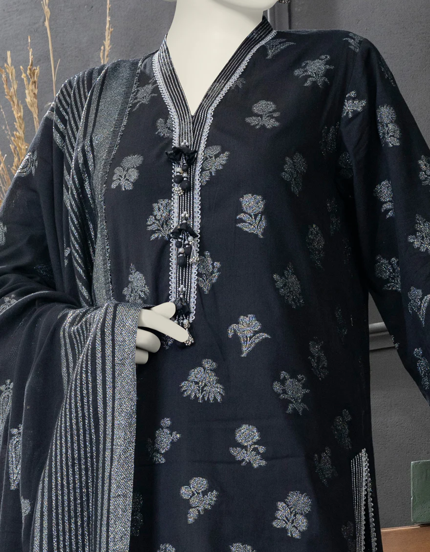 BLACK JACQUARD 3PC UNSTITCHED | JLAWN-S-24-306 KIRAN - Image 3