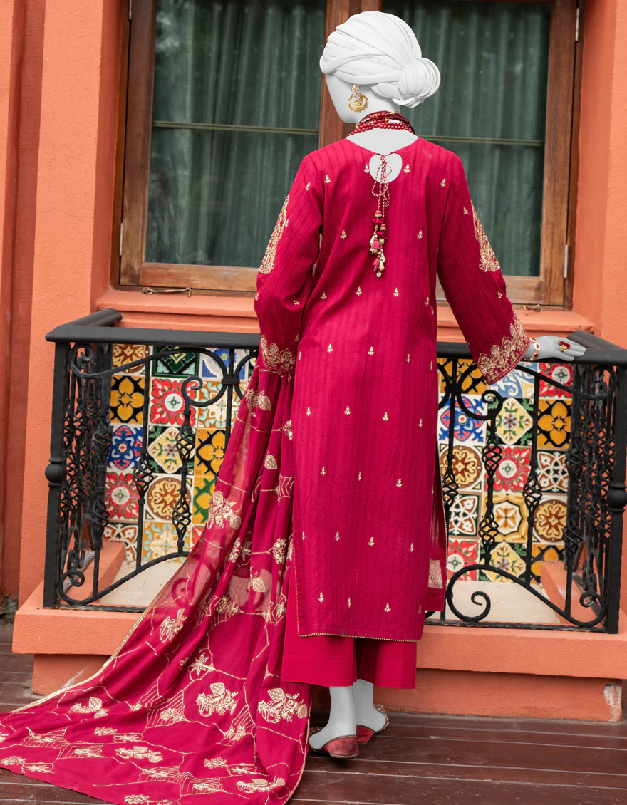 RED DOBBY 3PC UNSTITCHED | JLAWN-S-24-314 GRAND - Image 2