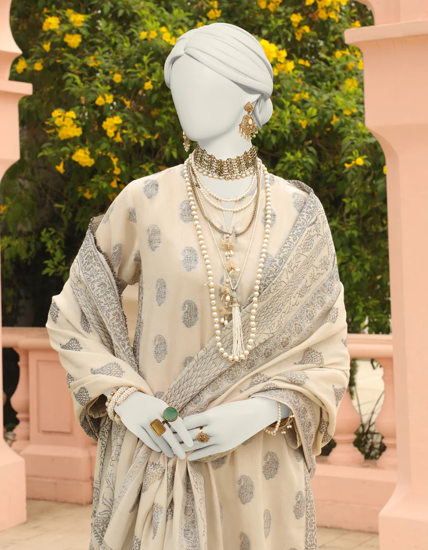 WHITE JACQUARD 3PC UNSTITCHED | JLAWN-S-24-341 RIWAY - Image 2