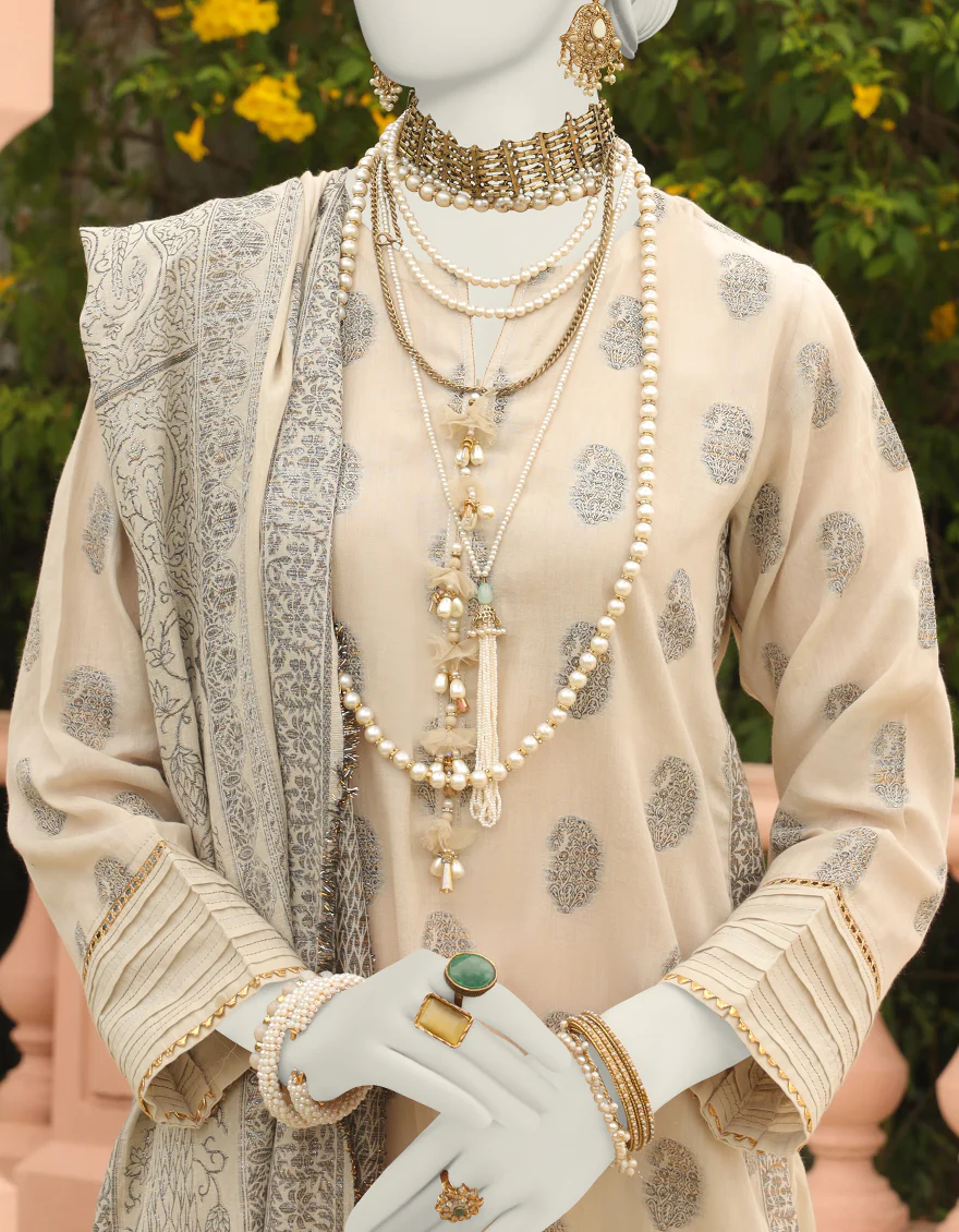 WHITE JACQUARD 3PC UNSTITCHED | JLAWN-S-24-341 RIWAY - Image 3