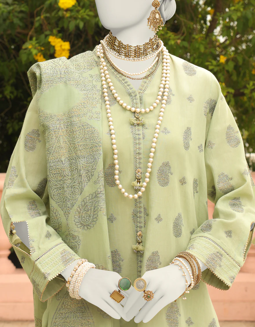 GREEN JACQUARD 3PC UNSTITCHED | JLAWN-S-24-342 RIWAY - Image 3
