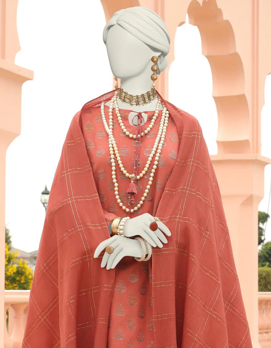 RED JACQUARD 3PC UNSTITCHED | JLAWN-S-24-345 RIWAY - Image 2