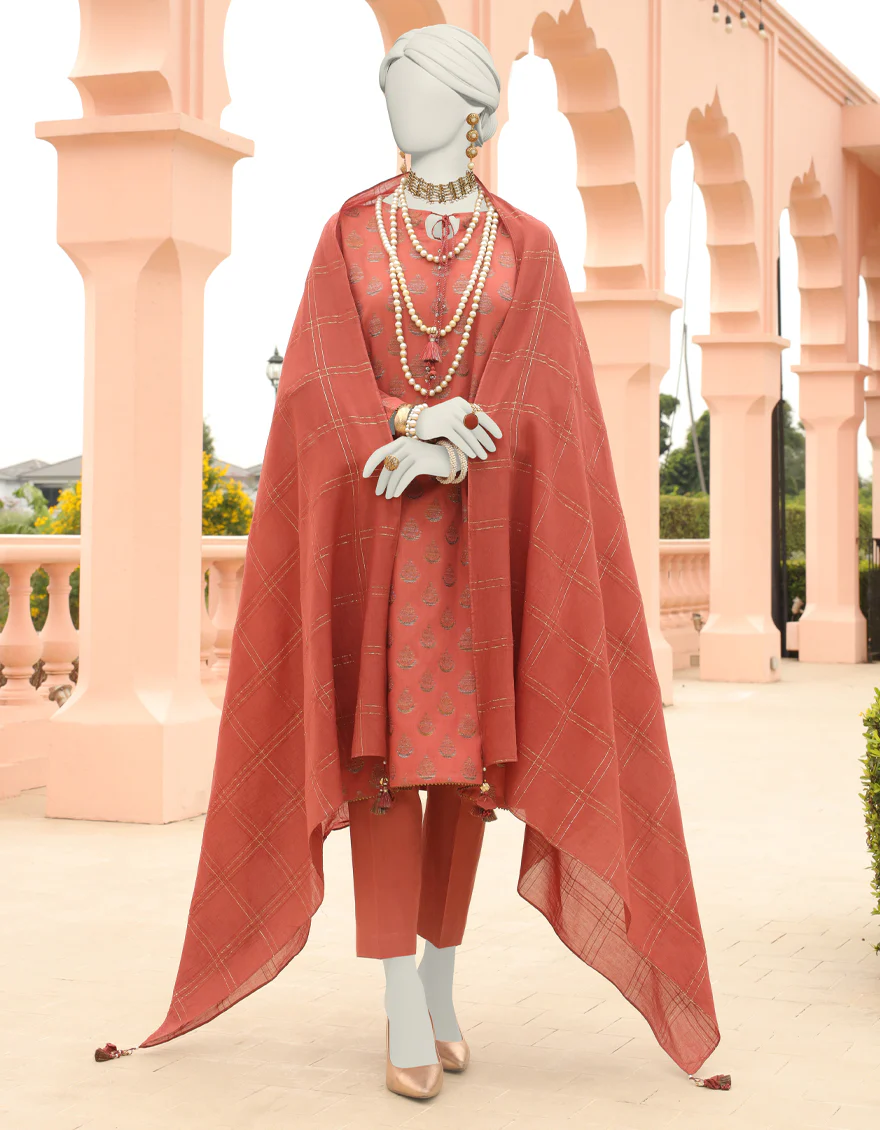 RED JACQUARD 3PC UNSTITCHED | JLAWN-S-24-345 RIWAY - Image 4