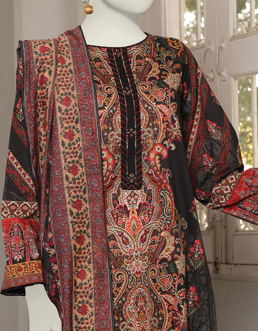 BLACK LAWN 3PC STITCHED | JLAWN-S-24-362/S PAI - Image 3
