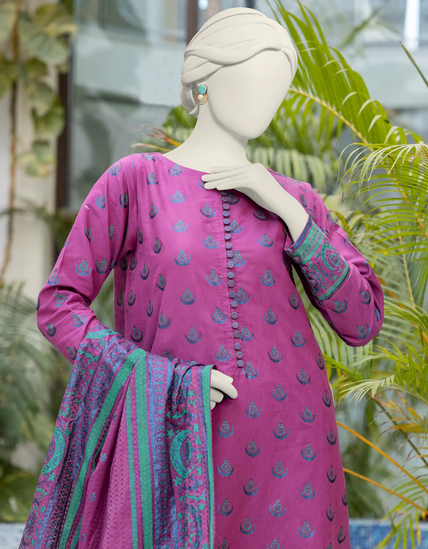 PINK LAWN 3PC UNSTITCHED | JLAWN-S-24-365 EMBOS - Image 3