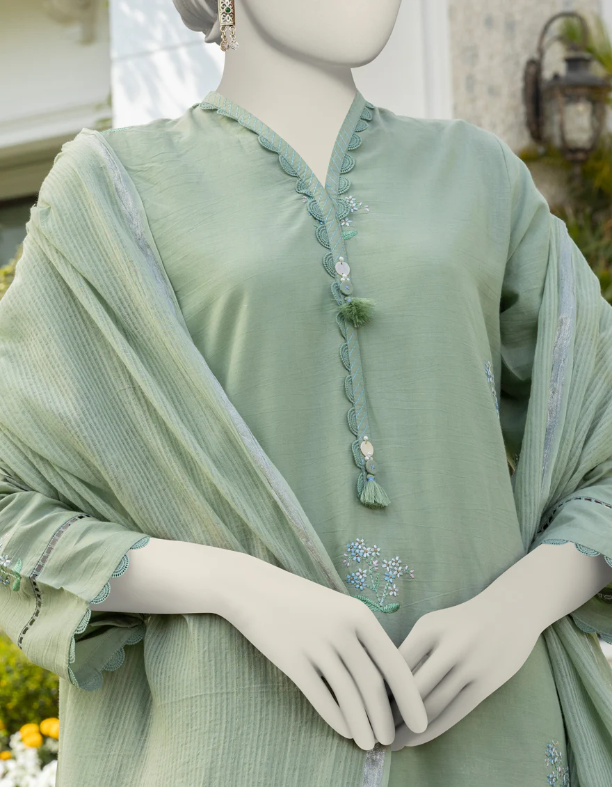 GREEN CAMBRIC 3PC UNSTITCHED | JLAWN-S-24-371 KHILA - Image 3