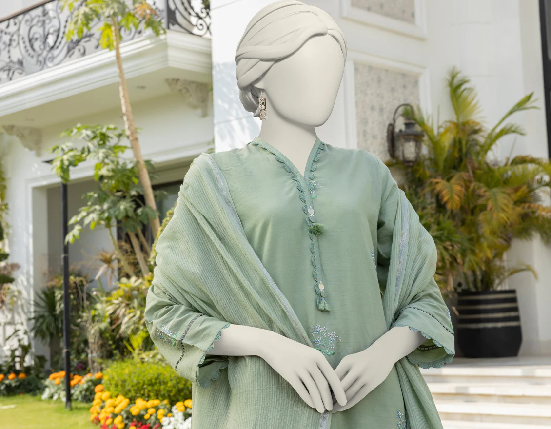 GREEN CAMBRIC 3PC UNSTITCHED | JLAWN-S-24-371 KHILA - Image 4
