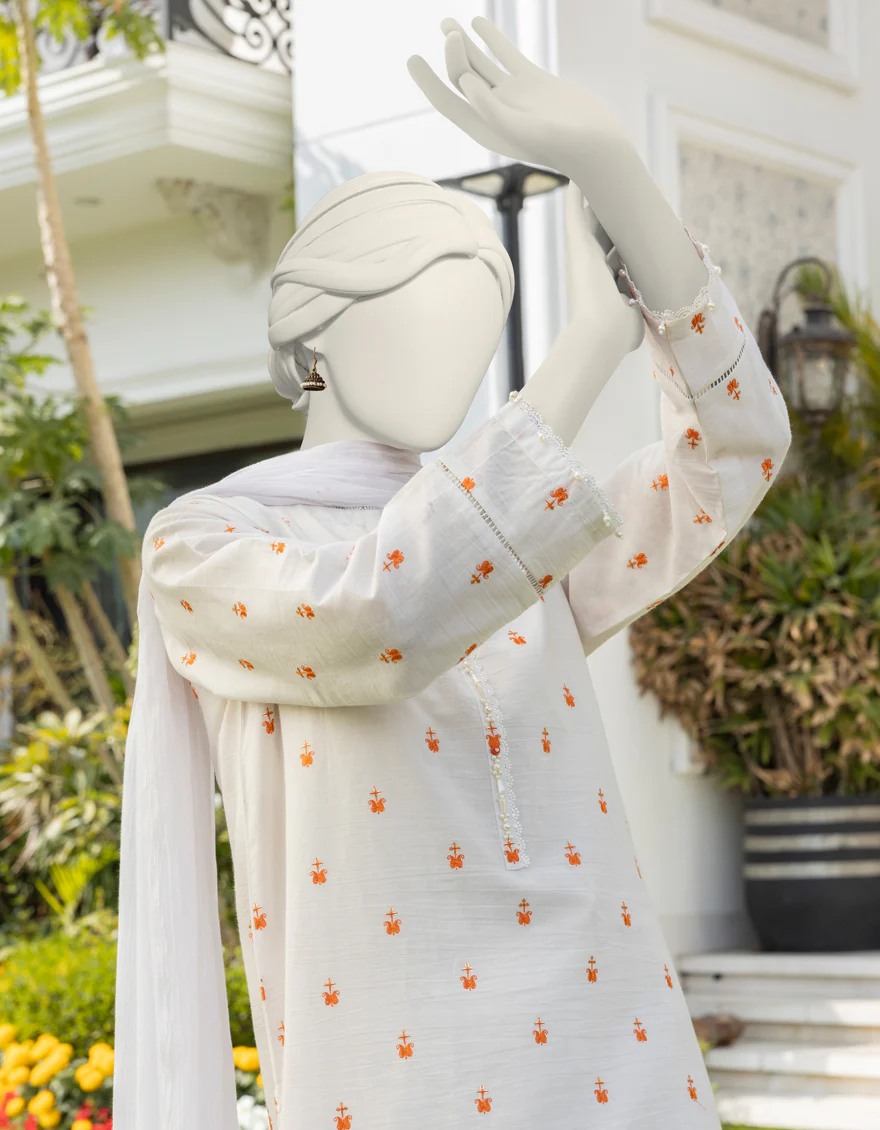 WHITE CAMBRIC 3PC UNSTITCHED | JLAWN-S-24-374 KHILA - Image 3