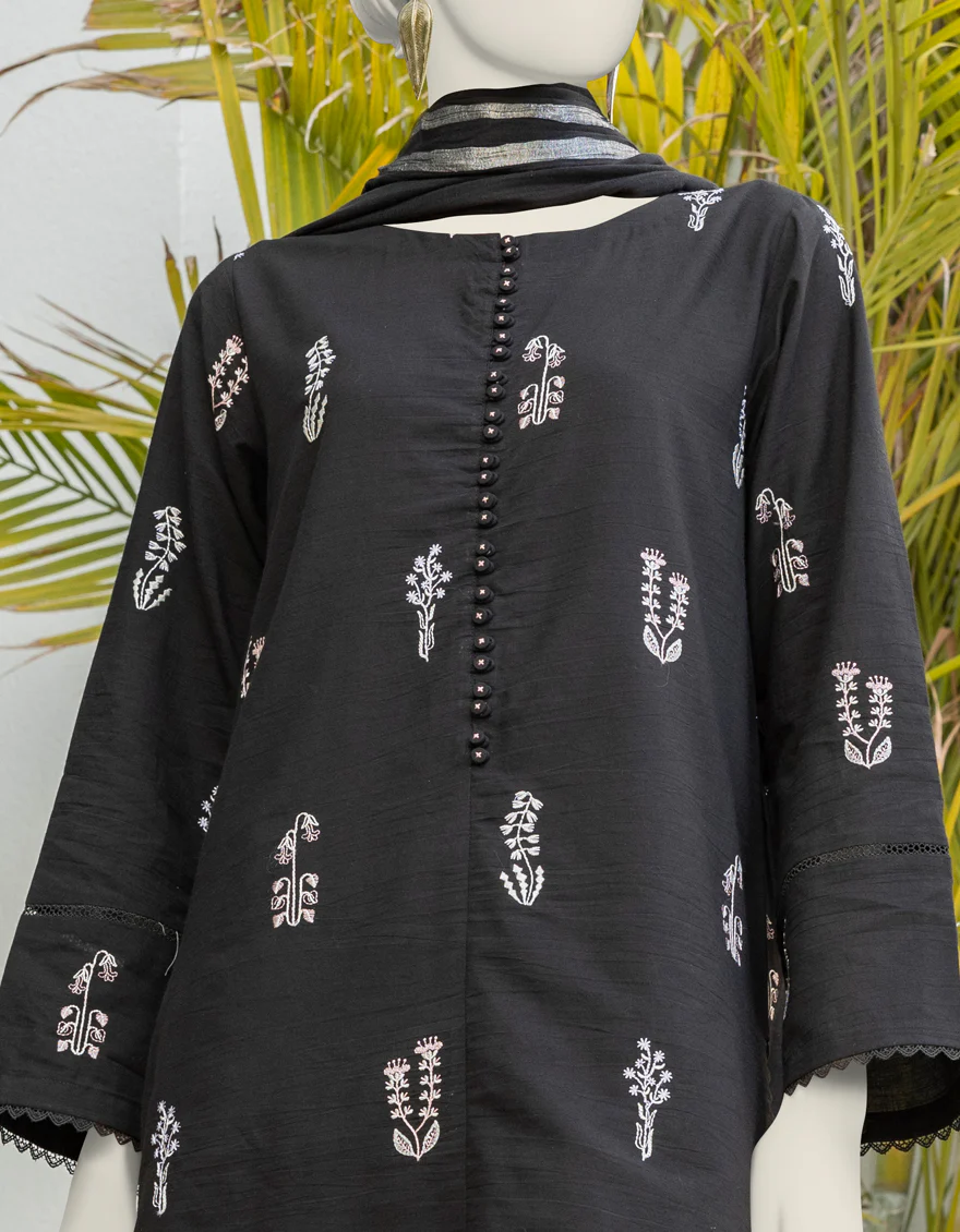 BLACK CAMBRIC 3PC UNSTITCHED | JLAWN-S-24-375 KHILA - Image 3